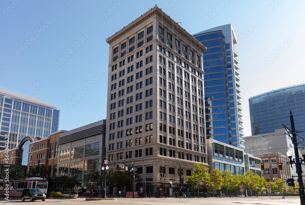 Salt Lake City Utah City downtown Skyline and office building